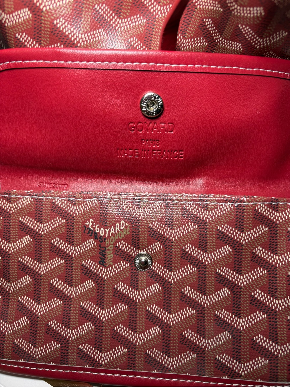 Goyard Saint Louis Tote Coated Canvas PM Dark Red With Wallet Insert - Picture 3 of 5